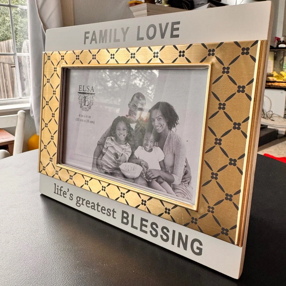 New ELSA Home Decor Family Greatest‎ Blessing Picture Photo Frame White Gold